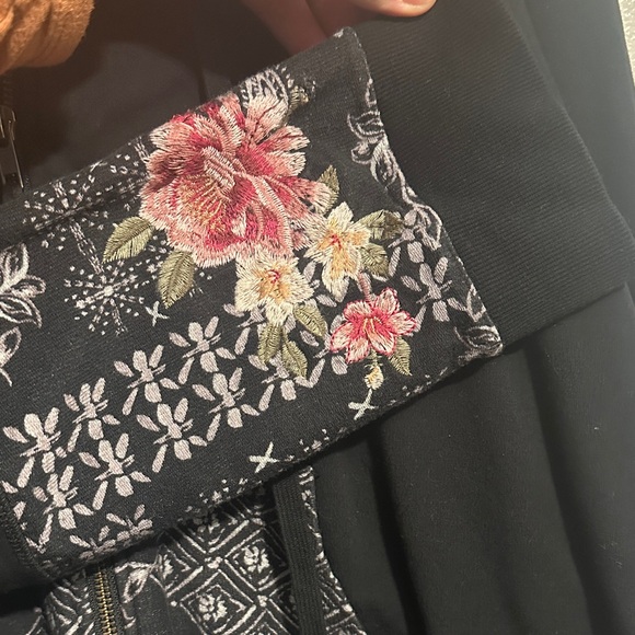 Johnny Was Black Floral & Bandana Patch Zip Hoodie - Picture 6 of 16